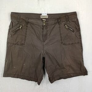 RuffHewn Mens‎ Brown Cotton Cargo Shorts Size 18 Utility Multi Pocket Hiking